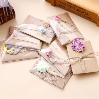 Cartão Postal De Boas Festas Retro Simples De Simulação De Flores Papel Kraft Criativo Carta De Amor