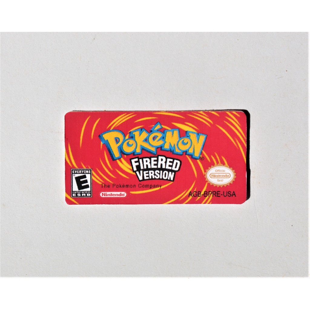 Label Etiqueta Pokémon Fire Red Version Para Cartucho Game Boy Advance Nintendo Gba