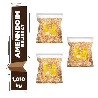 Kit 03x Amendoim Torrado Salgado Sem Pele C/ Sal Beliskat - 1Kg