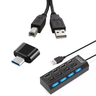 Usb Para Celular Tipo C Mobilador Hub 4 Portas + Otg Tipo C + Cabo Adaptador Para Impressora em Oferta na Shopee
