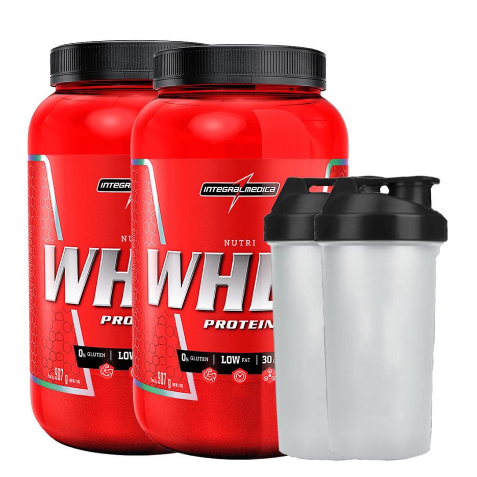 2 Nutri Whey Isolado Concentrado Suplemento em Po Protein + 2 Coqueteleira – Integralmedica