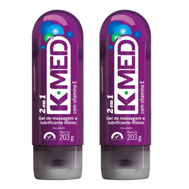Kit com 2 Kmed 2 Em 1 Lubrificante Íntimo Cimed 200ml Gel Massagem Prazer Sexual Orig