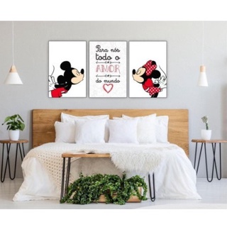 PLACA QUADRO DECORATIVO 20X30 CASAL DIA DOS NAMORADOS MICKEY MINNIE PARA NOS TODO AMOR DO MUNDO