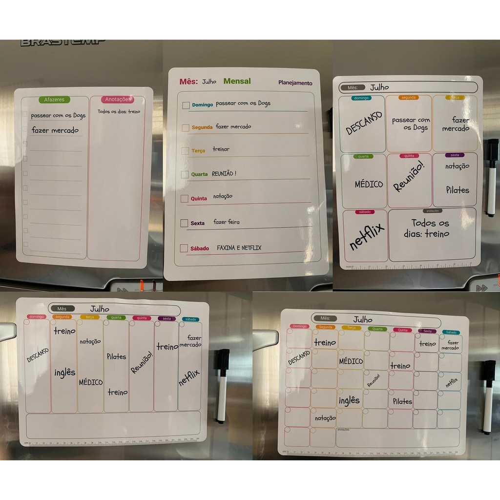 Planner Magnético Imã de Geladeira para Planejamento Diario Semanal ...