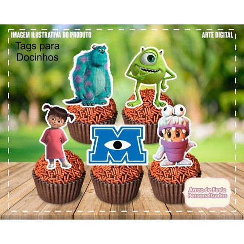 60 Tags Toppers Para Doces Docinho Monstros Sa Mod.02