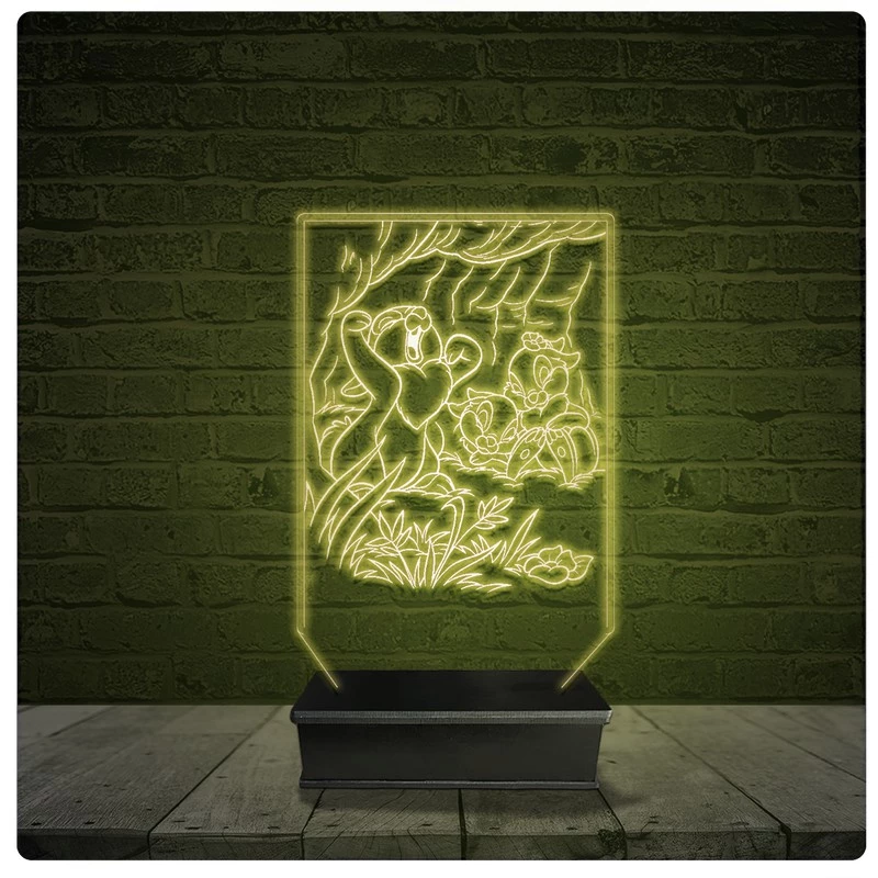 Led Luminária Acrílico Abajur - Desenho Esquilo Infantil 01