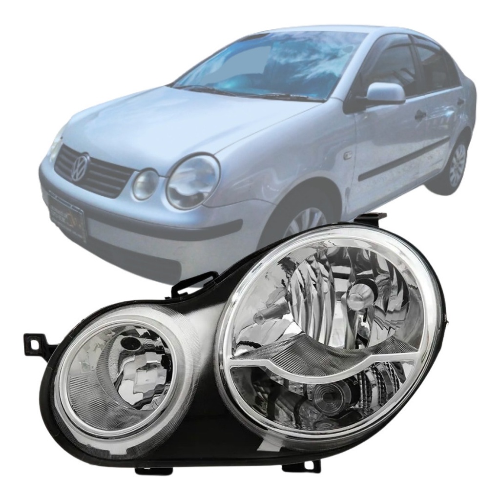 Farol Polo 2003 2004 2005 2006 Hatch Sedan Duplo Cromado | Shopee Brasil