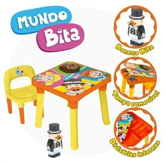 Mesinha Didática Decorada Mesa Infantil Com Cadeira Estojo Monte Líbano