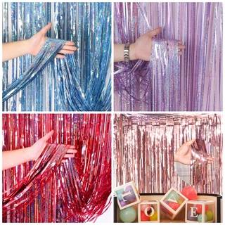 1X2M Laser Color Foil Fringe Glitter Cortinas De Chuva Festa De Aniversário Decoração De Casamento Fotografia De Fundo Suprimentos