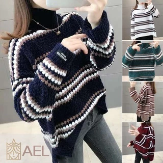 Suéter/Pulôver Feminino De Gola Alta De Manga Comprida Para Inverno