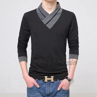 Blusa Masculina Inverno Meia Estação Manga Longa Malha Lisa
