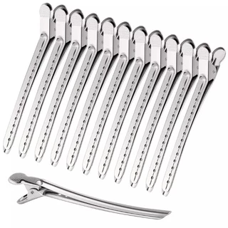 Kit 12 Bico de Pato Presilha de Metal Barbeiro Cabelereiro Profissional