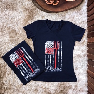 T-shirt Agro Country Azul Feminina Babylook