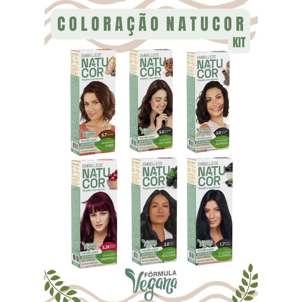 Tinta de Cabelo Natucor Vegana Kit | Shopee Brasil