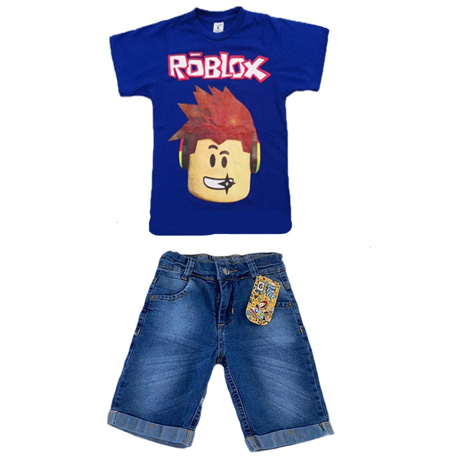 Kit Bermuda Camiseta Infantil Roblox Sandbox