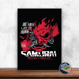 Quadro Samurai - Cyberpunk em MDF | 20x28 CM | Games, Geek, Nerd