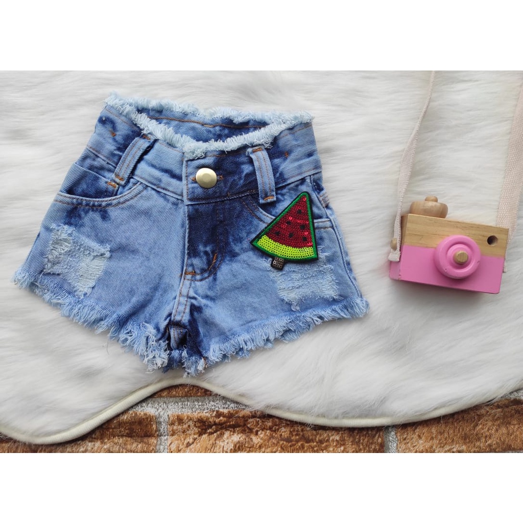 Shorts Jeans Infantil Menina Destroyed Mini Blogueirinha