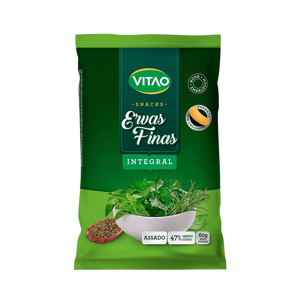 Snacks Integral Sem Glúten de Ervas finas 60g - Vitao | Shopee Brasil