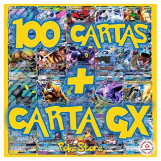 Kit 100 Cartas Pokemon: 80 Cartinhas Gx + 20 Gx Aliados