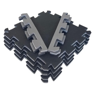 Kit 8 Tatames - EVA Preto 50x50x2 cm - Preto e Cinza