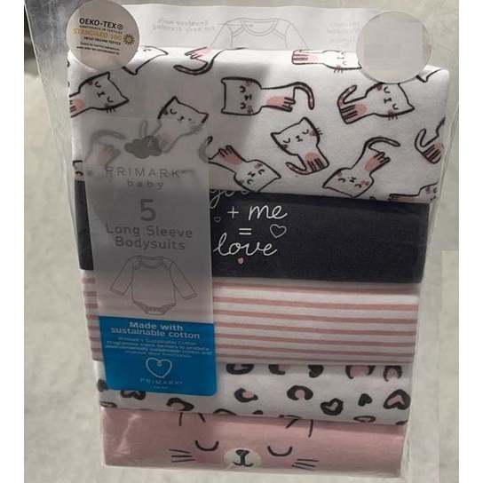 Conjunto Kit de Body 18 a 24 meses Manga Comprida Primark Bebê Menina com 5  peças Novo