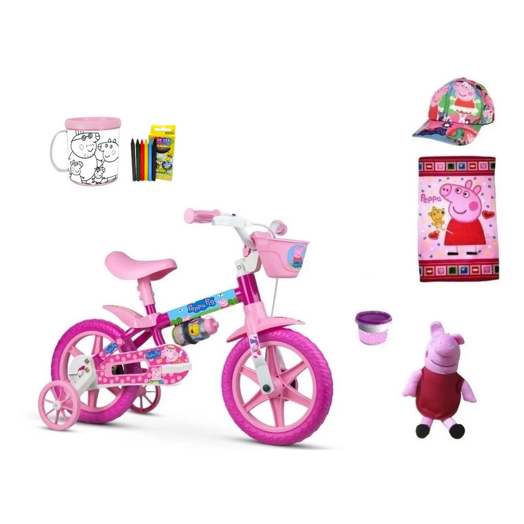 Bicicleta Infantil Peppa Pig Aro 12 C 8 Itens