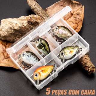 Kit 5 Peças Isca Artificial Com Caixa De Pesca