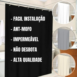 Cortina De Banheiro Box Em PVC Anti Mofo Com Ganchos Resistente e Impermeável - Várias Cores