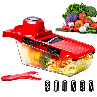 Ralador de Legumes Verduras e Frutas Fatiador Multifuncional 6 em 1 com Recepiente