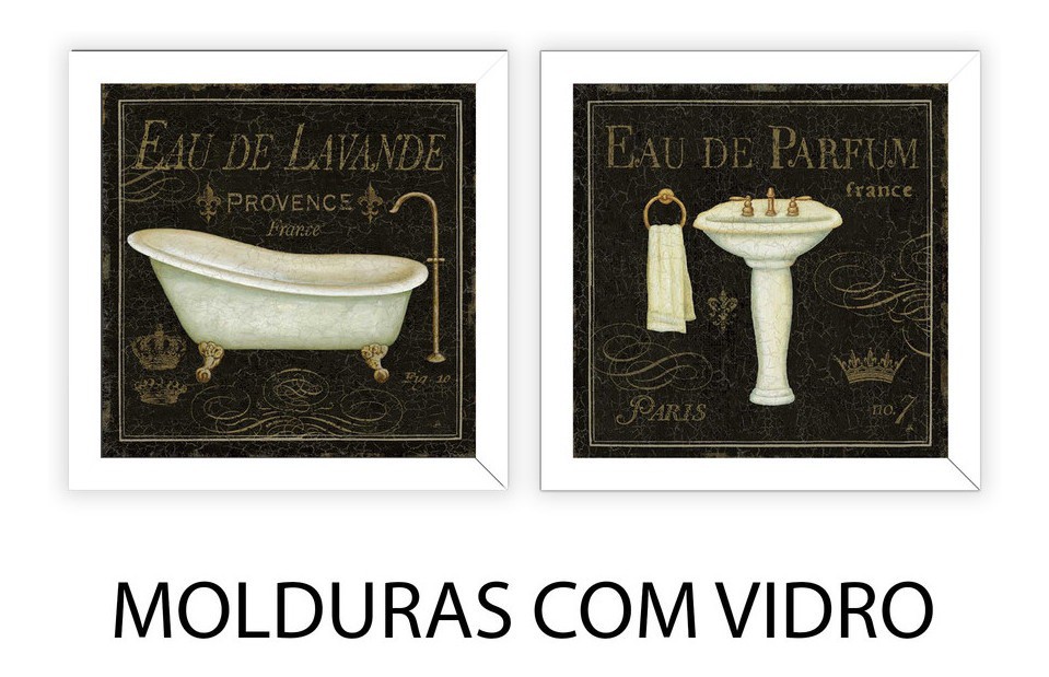 Kit Quadros Decorativos Banheiro Toalete Lavabo C Vidro REF FO Shopee Brasil