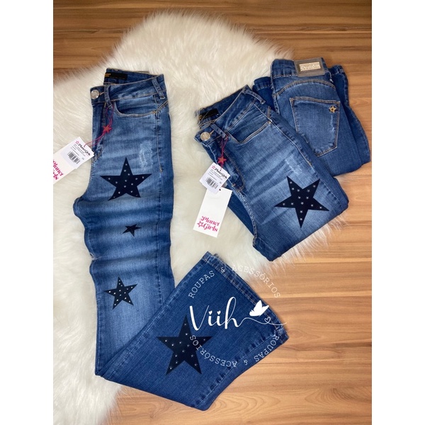 Calça jeans store flare planet girl