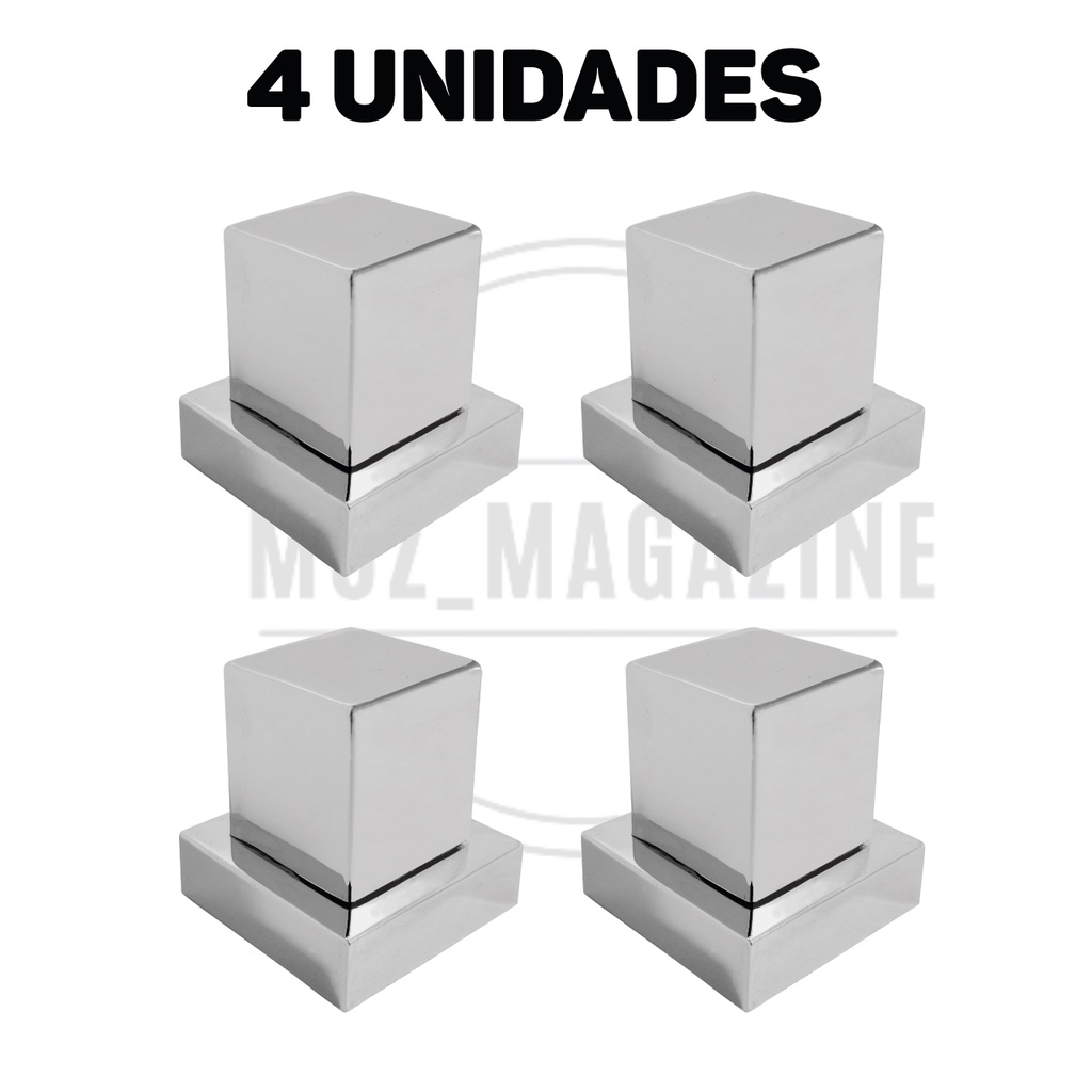 Acabamento Quadrado KIT 4 UNIDADES Para Registro Chuveiro Pressão / Gaveta 1/2 e 3/4 CROMADO ABS Padrão Deca - Não Descasca CROMADO