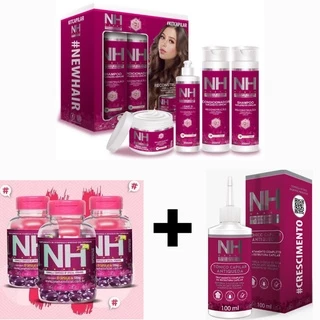 kit new hair + tônico + 3 vitaminas. Belkit. Kit new hair completo. 8 produtos. Crescimento capilar.