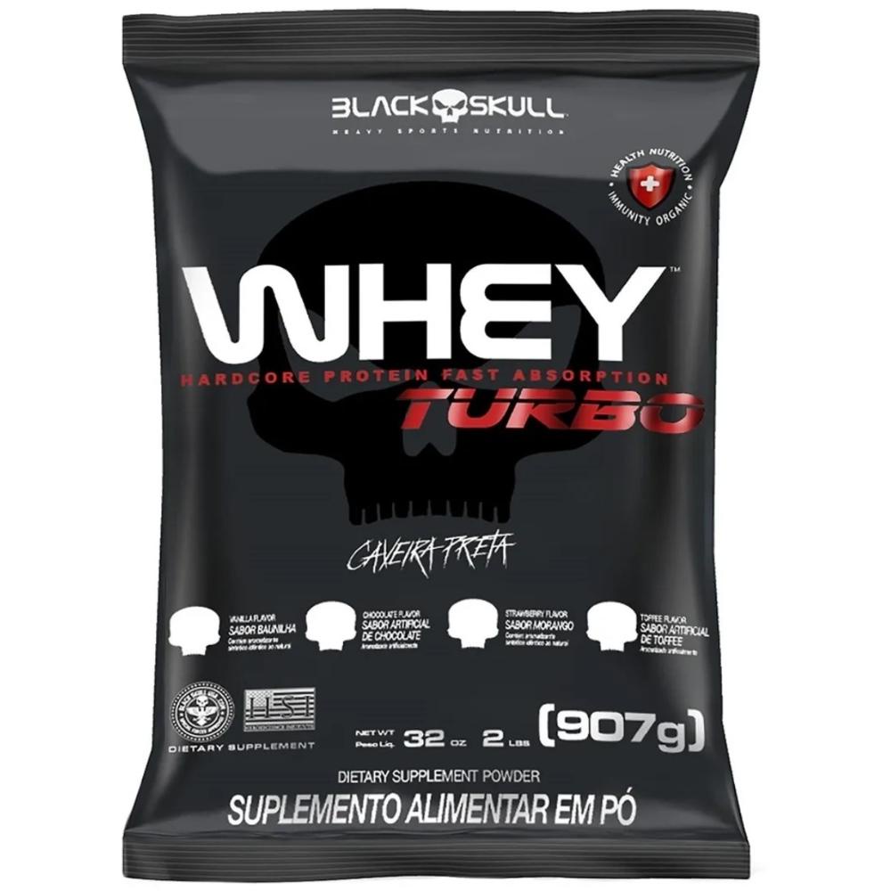 Whey Protein Turbo Nutri Concentrado Caveira Preta 900g Chocolate – Black Skull