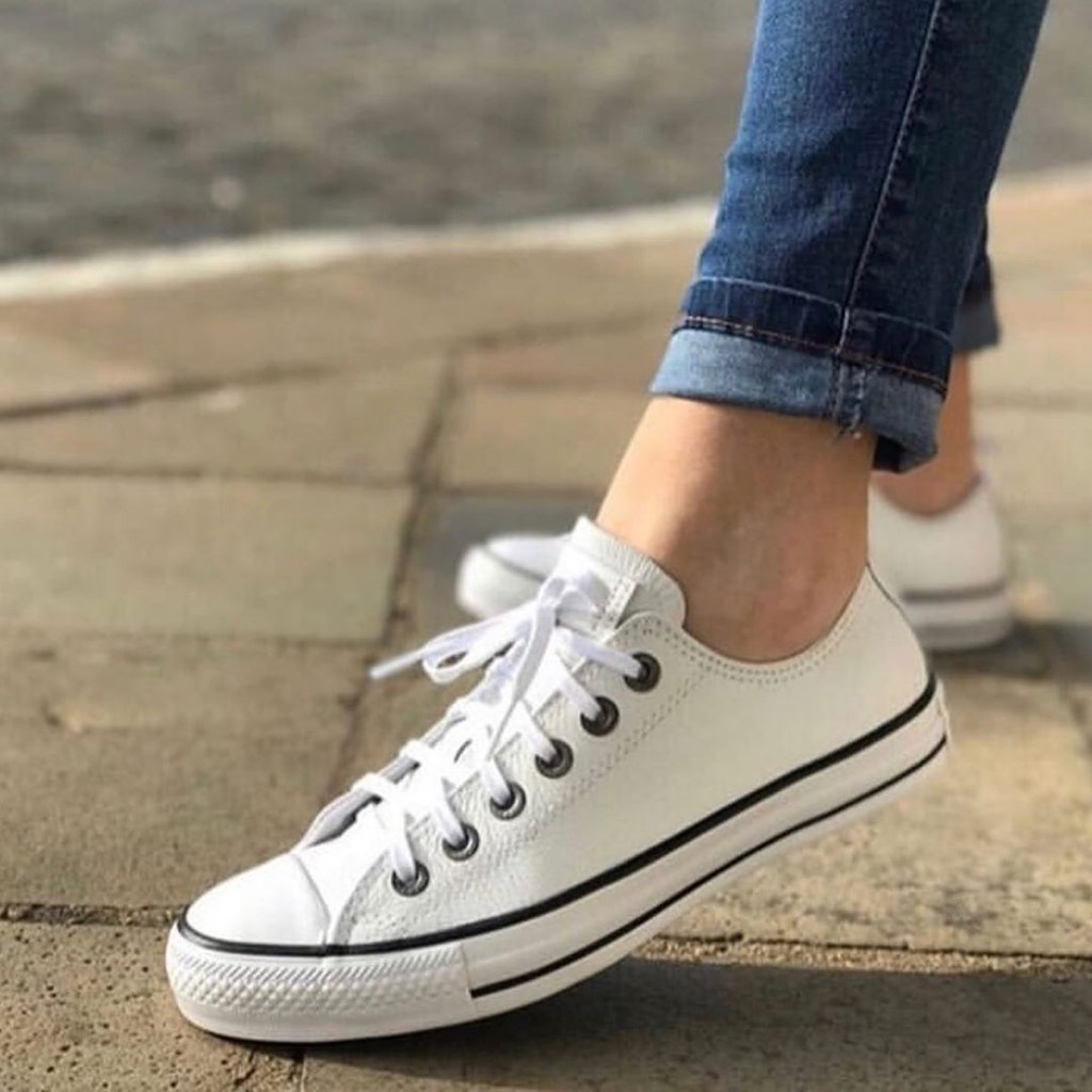 Converse all best sale star couro branco