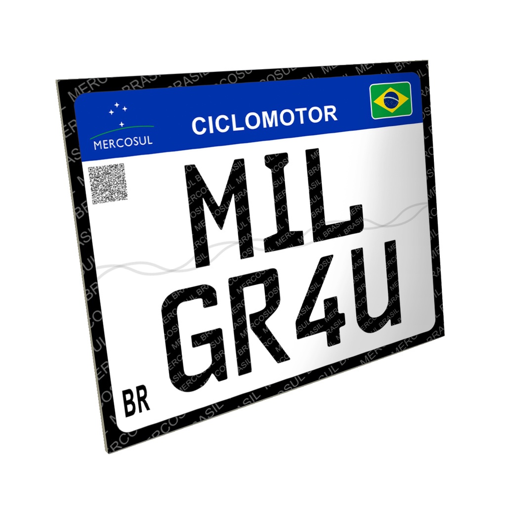 Placa M1l Gr4u Mil Grau Ciclomotor Motorizada Alumínio