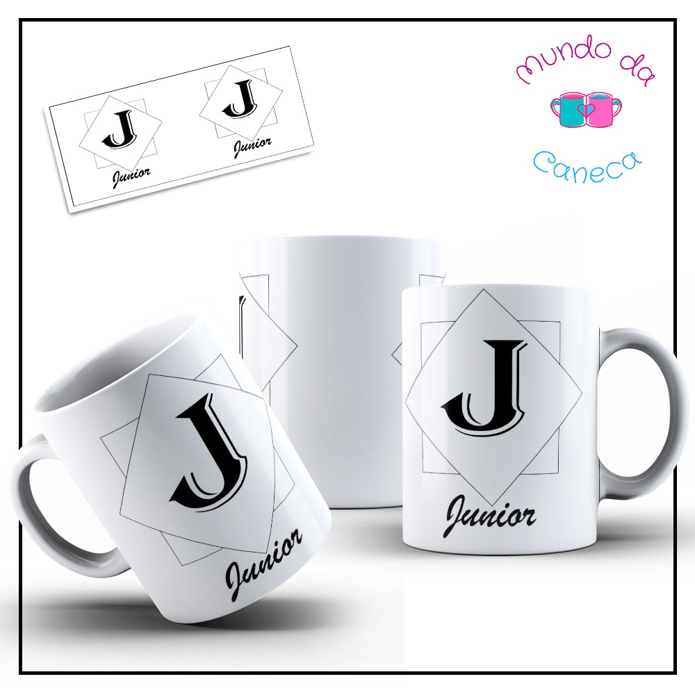 Caneca Personalizada Masculina com Inicial e Nome de Porcelana (Temos ...