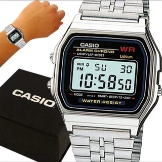Relógio Cassio prata Retro com caixinha Perfeito para Presente Namorado/Marido/pai/Filho