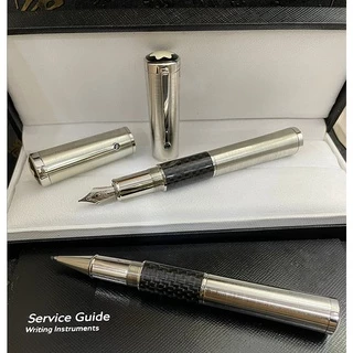 Luxuoso MB Mont Gandhi Fonte/Roller Caneta Prata E Cor De Fibra Preta Para Presentes De Escritório Escolar Com Entrega Aleatória De Diamante