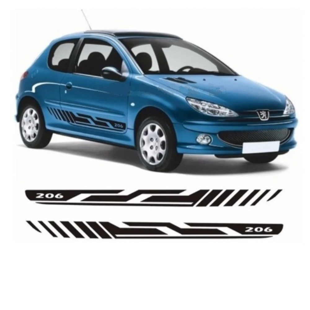 Adesivo Lateral Para Peugeot 206 Pz1 2 E 4p Faixa Adesiva Colante Fita ...