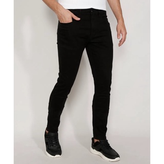 Calça Jeans Masculina Básica Tradicional Com Elastano Preto