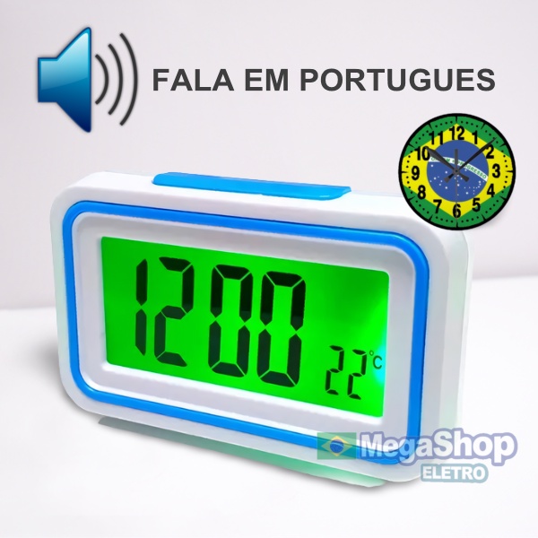 Relogio Despertador Digital Fala Hora Em Portugues E Temperatura Para ...