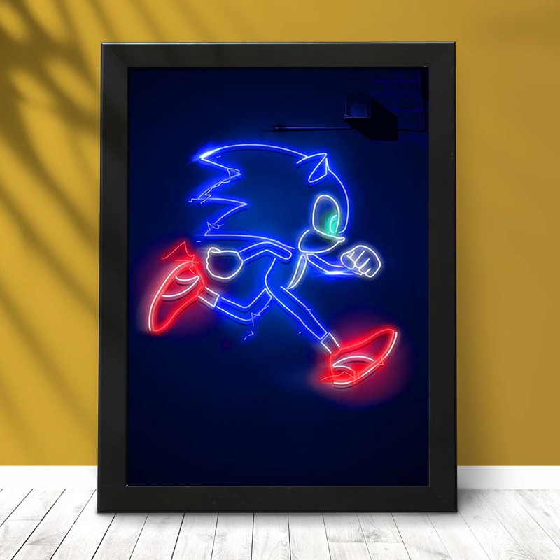 Quadro Do Sonic Estilo Neon | Shopee Brasil