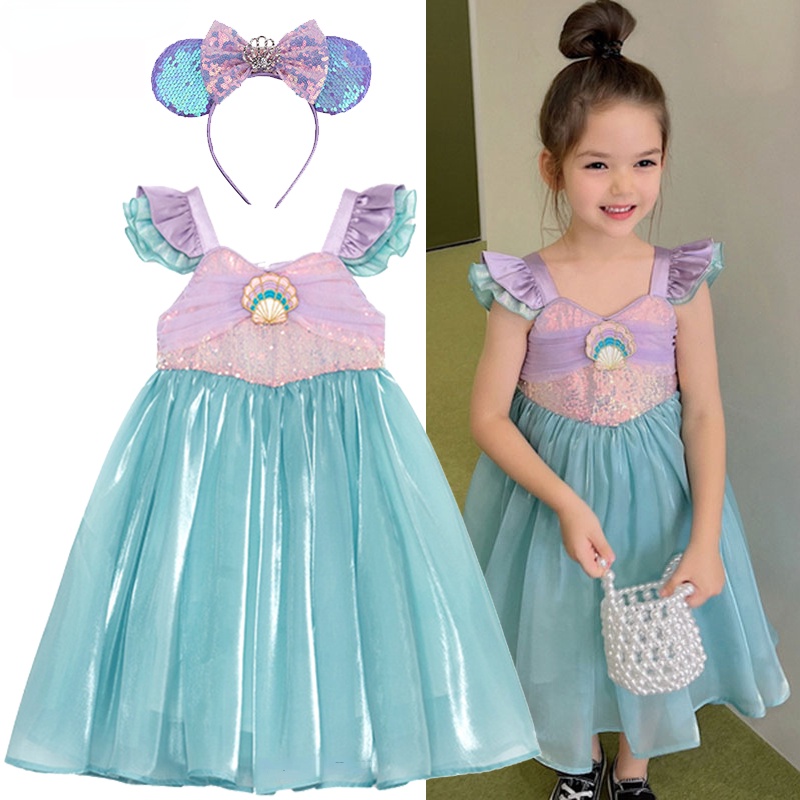 Vestido Fantasia Princesas Infantil Ariel (pequena Sereia)