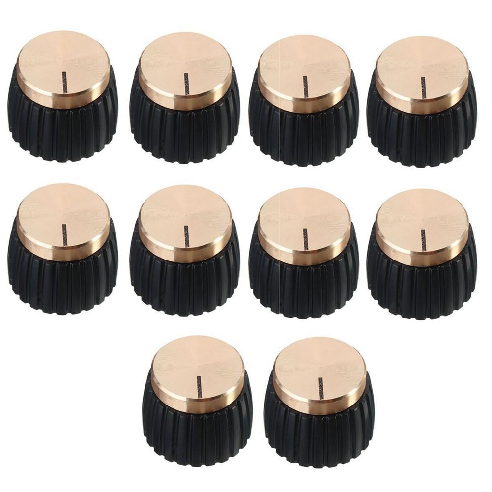 10x Puxadores Amplificadores De Violão AMP Push-on Black + Gold Cap Para Amplificador Marshall