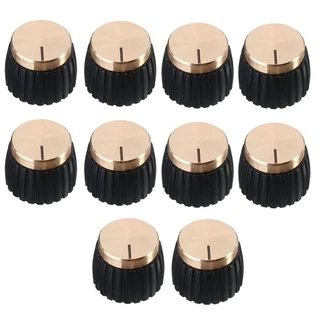 10x Puxadores Amplificadores De Violão AMP Push-on Black + Gold Cap Para Amplificador Marshall