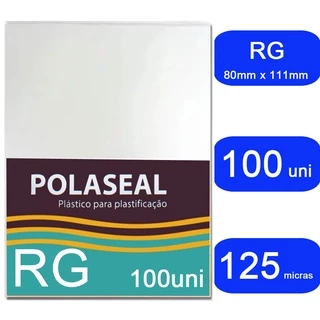 Plástico Para Plastificação Polaseal RG Folha 80mm x 111mm 100 Un