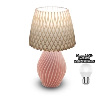 Luminária/Abajur Bivolt Decorativo para mesa e criado mudo - Modelo Exclusivo em Espiral