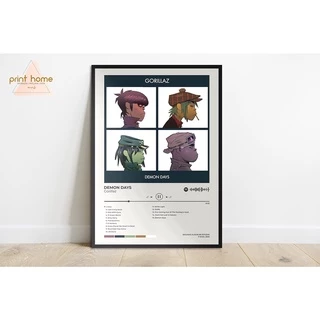 Quadro Placa MDF Spotify Álbum Gorillaz Demon Days