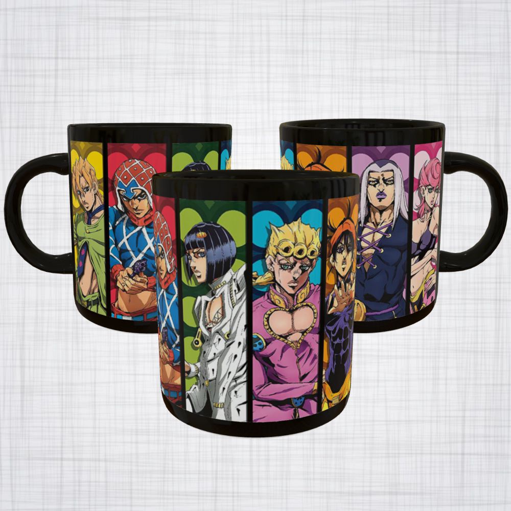 Caneca JoJo's Bizarre Personagens Coloridos